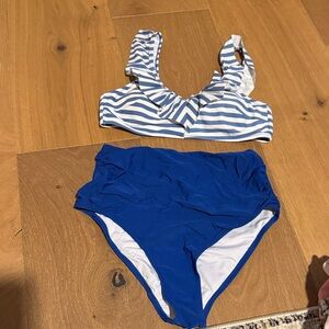 Cupshe Blue and White Striped Bikini